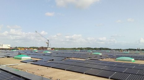 Solar energy rooftop system for a warehouse in Bremen, Germany.