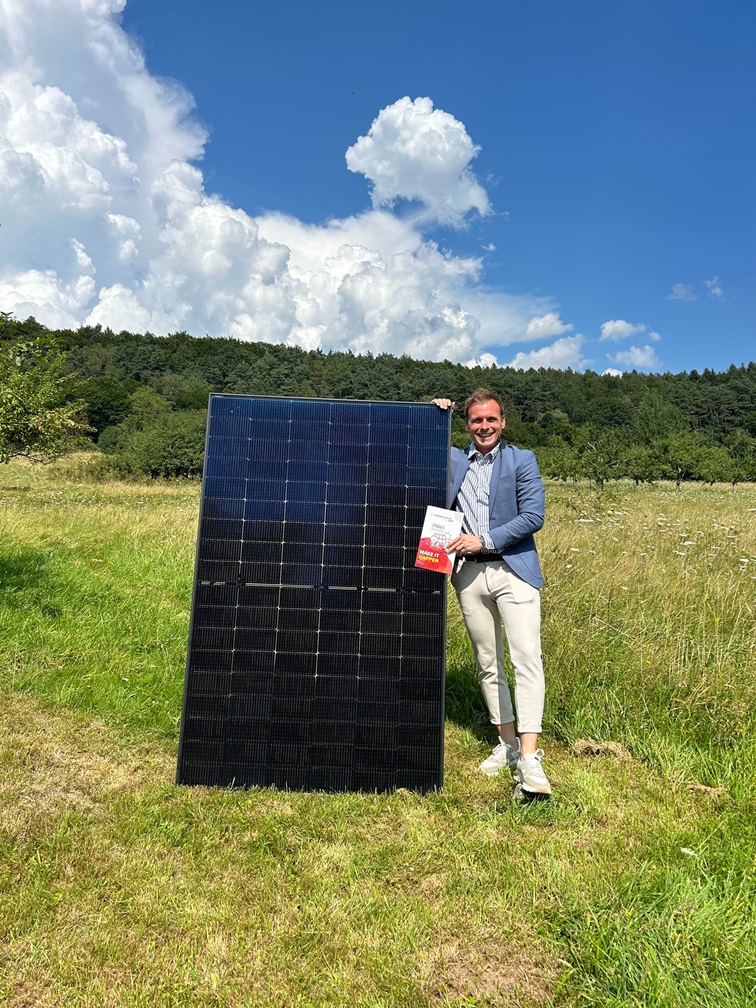 Christian Bittner with Sunova / Thornova Solar PV panel